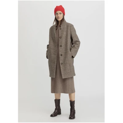 hessnatur Damen Rhön Mantel Relaxed aus regionaler Schurwolle - beige - Größe 38