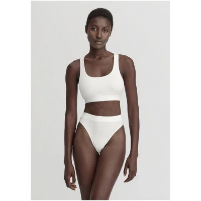 hessnatur Damen Ripp-Taillenslip High Waist SOFT RIB aus Bio-Baumwolle - weiß - Größe 34
