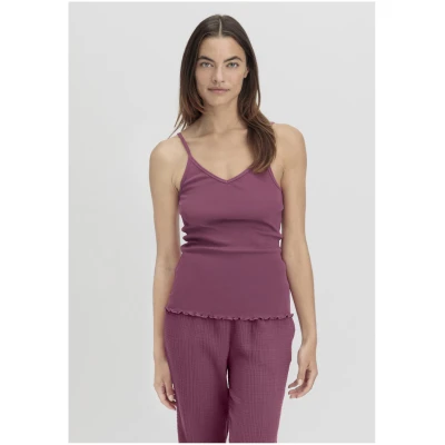 hessnatur Damen Spaghetti-Top V-Neck Fitted 2er-Set PURE NATURE aus Bio-Baumwolle - lila - Größe 38