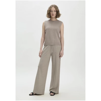 hessnatur Damen Strick Top Regular aus Leinen mit reiner Bio-Baumwolle - beige - Größe L
