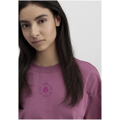 hessnatur Damen T-Shirt Cropped Oversize aus Bio-Baumwolle mit Kapok - lila - Größe 36