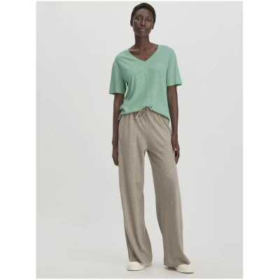 hessnatur Damen T-Shirt Oversize aus Leinen mit reiner Bio-Baumwolle - grün - Größe 34