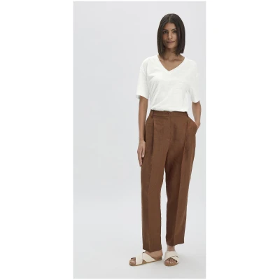 hessnatur Damen T-Shirt Oversize aus Leinen mit reiner Bio-Baumwolle - weiß - Größe 34