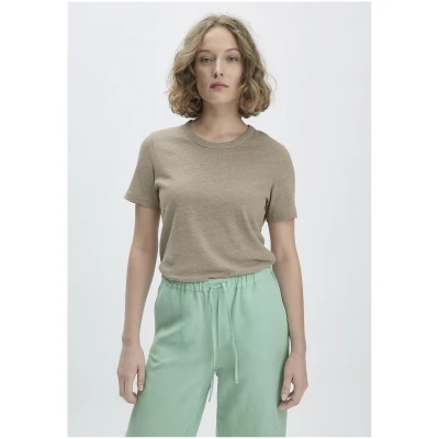 hessnatur Damen T-Shirt Relaxed aus Leinen und Bio-Baumwolle - beige - Größe 34