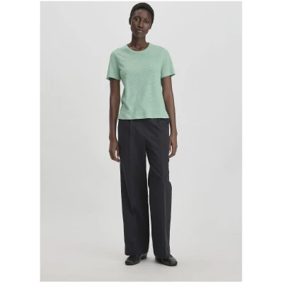 hessnatur Damen T-Shirt Relaxed aus Leinen und Bio-Baumwolle - grün - Größe 34