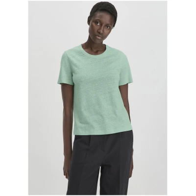 hessnatur Damen T-Shirt Relaxed aus Leinen und Bio-Baumwolle - grün - Größe 34