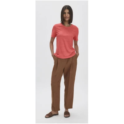 hessnatur Damen T-Shirt Relaxed aus Leinen und Bio-Baumwolle - rot - Größe 34