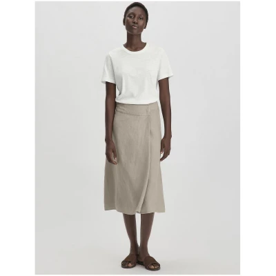 hessnatur Damen T-Shirt Relaxed aus Leinen und Bio-Baumwolle - weiß - Größe 34