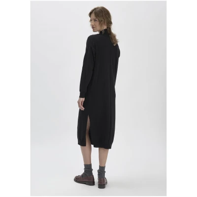 hessnatur Damen WUNDERKIND × HESSNATUR Strickkleid Midi Oversize aus Bio-Merinowolle mit Kaschmir - schwarz - Größe M