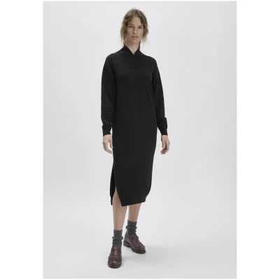 hessnatur Damen WUNDERKIND × HESSNATUR Strickkleid Midi Oversize aus Bio-Merinowolle mit Kaschmir - schwarz - Größe M