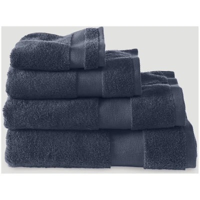 hessnatur Frottier Handtuch aus Bio-Baumwolle - blau - Größe 50x100 cm
