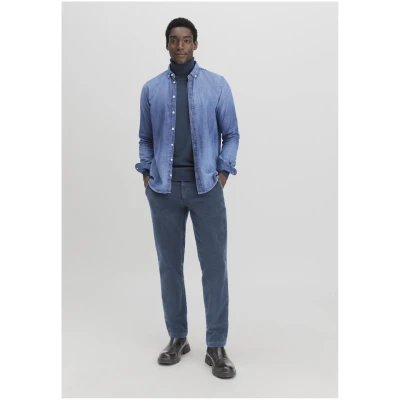 hessnatur Herren Cordhose LENN Regular aus Bio-Baumwolle - blau - Größe 36/34