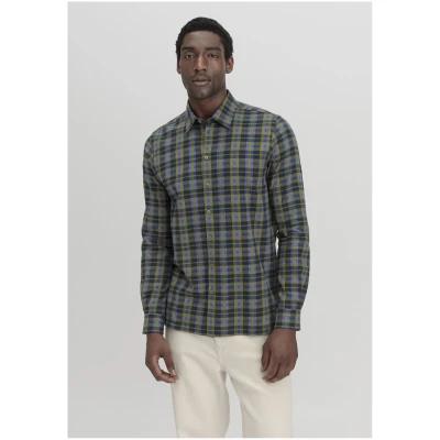hessnatur Herren Flanell Hemd Regular aus Bio-Baumwolle - grün - Größe XS (37/38)