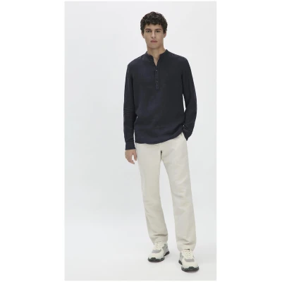 hessnatur Herren Hemd Regular aus Leinen - blau - Größe L (41/42)