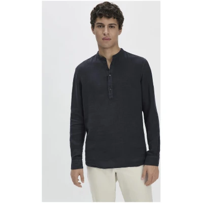 hessnatur Herren Hemd Regular aus Leinen - blau - Größe L (41/42)