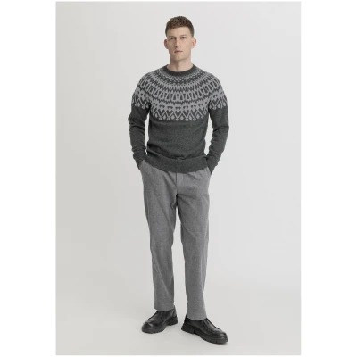 hessnatur Herren Norweger Pullover Regular aus Schurwolle und Yak-Wolle - grau - Größe 48