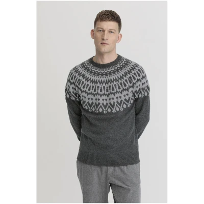 hessnatur Herren Norweger Pullover Regular aus Schurwolle und Yak-Wolle - grau - Größe 48