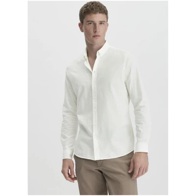 hessnatur Herren Oxford Hemd Regular aus Bio-Baumwolle - weiß - Größe L (41/42)