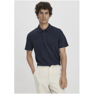 hessnatur Herren Polo Regular aus Bio-Baumwolle - blau - Größe 46