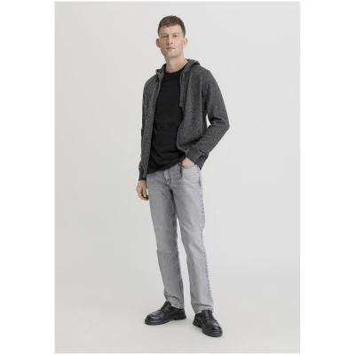 hessnatur Herren Strickjacke Kapuze Regular aus Bio-Baumwolle mit Bio-Merinowolle - grau - Größe 48