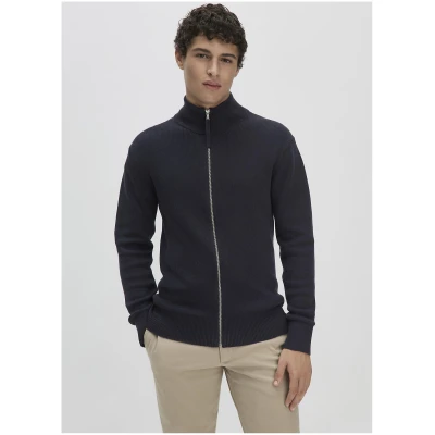 hessnatur Herren Strickjacke Regular aus Bio-Baumwolle - blau - Größe 46