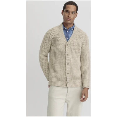 hessnatur Herren Strickjacke Regular aus Merinowolle - beige - Größe 48