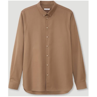 hessnatur Herren Twill Hemd Regular aus Bio-Baumwolle und Tencel™ Lyocell - braun - Größe M (41/42)