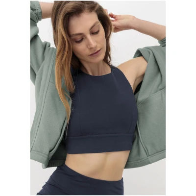 hessnatur Loungewear Bustier Fitted Highneck ACTIVE LIGHT aus Bio-Baumwolle - blau - Größe 44