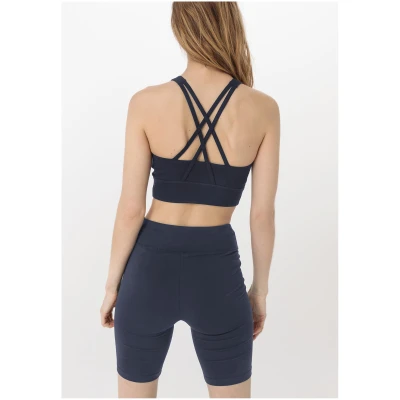 hessnatur Loungewear Bustier Fitted Highneck ACTIVE LIGHT aus Bio-Baumwolle - blau - Größe 44