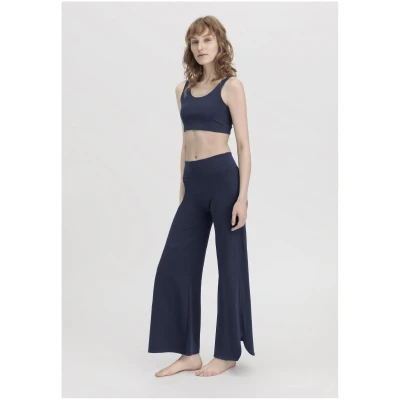 hessnatur Loungewear Hose Flared Medium Cut ACTIVE LIGHT aus Bio-Baumwolle - blau - Größe 34