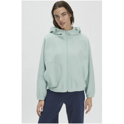 hessnatur Loungewear Softfleece Jacke Oversized ACTIVE COMFORT aus Bio-Baumwolle - grün - Größe L