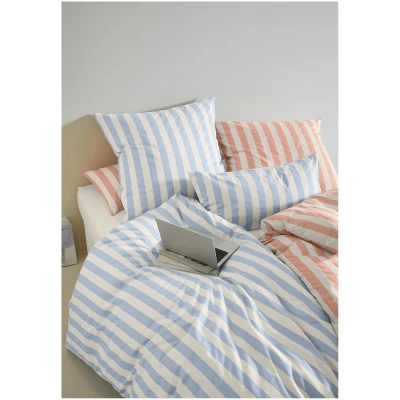 hessnatur Renforcé Bettwäsche-Set CANNES aus Bio-Baumwolle - blau - Größe 135x200 / 80x80 cm
