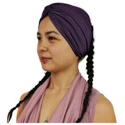 körber mode breites Stirnband aus Leinen Jersey Twist aubergine gerafftes Haarband Übergang Frühjahr