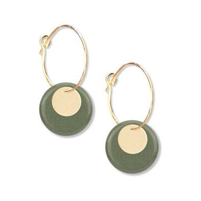 lille mus Creolen 'Plättchen' aus Porzellan und 925 Silber / vergoldet