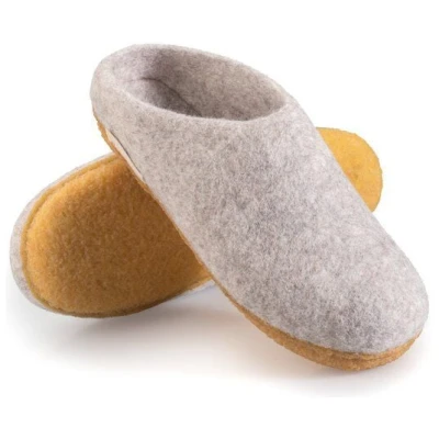 naturling Filz Herren Hausschuhe - Slipper mit Kautschuksohle