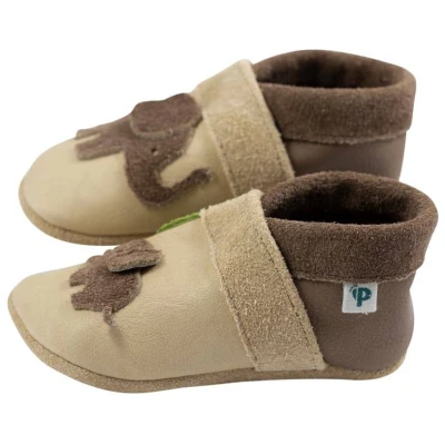 Baby und Kinder Lederpuschen Krabbelschuhe Elefant walnuss/hippo Gr.18/19