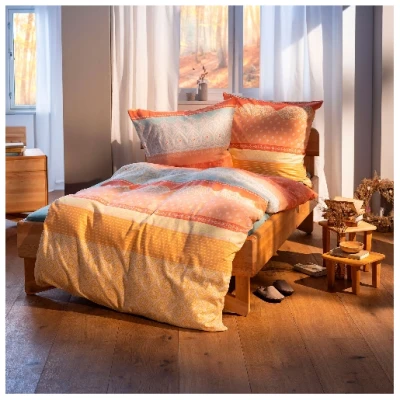 Biber-Bettwäsche-Garnitur aus reiner Bio-Baumwolle, 2-tlg, multicolor 80 x 80 + 135 x 200 cm