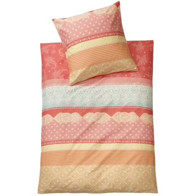 Biber-Bettwäsche-Garnitur aus reiner Bio-Baumwolle, 2-tlg, multicolor 80 x 80 + 135 x 200 cm