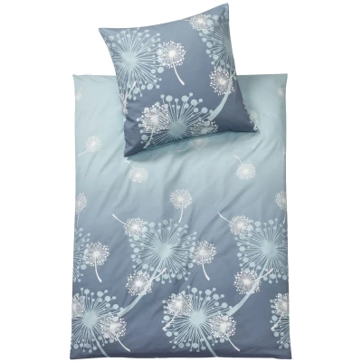Biber-Bettwäsche-Garnitur aus reiner Bio-Baumwolle, 2-tlg, rauchblau 80 x 80 + 155 x 220 cm