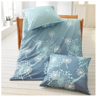 Biber-Bettwäsche-Garnitur aus reiner Bio-Baumwolle, 2-tlg, rauchblau 80 x 80 + 155 x 220 cm