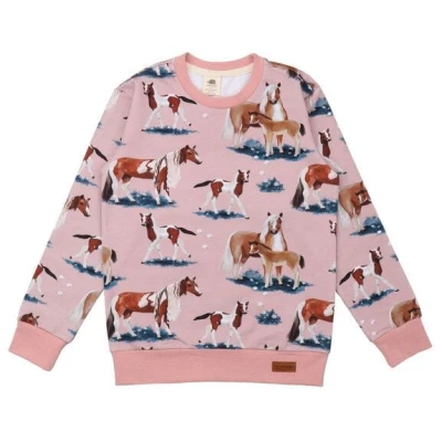 Bio-Baumwolle Little & Big Horses Sweatshirt - Pink, GOTS-Zertifiziert, fair produziert - Walkiddy