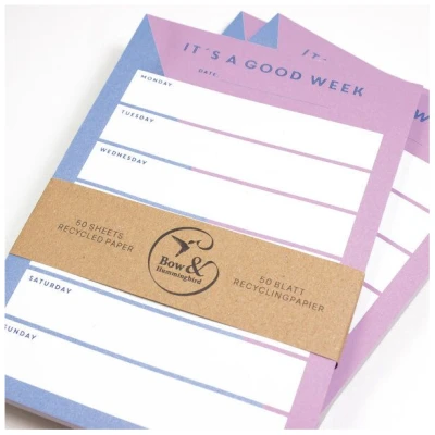 Bow & Hummingbird Notizblock "It's a good Week" aus Recyclingpapier