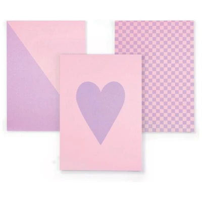 Bow & Hummingbird Notizblock-Set Herz/Karo/Diagonal - 3er Set in A6 aus Recyclingpapier