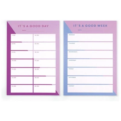 Bow & Hummingbird Notizblock-Set "It's a good day & It's a good week" - 2er Set in A6 aus Recyclingpapier