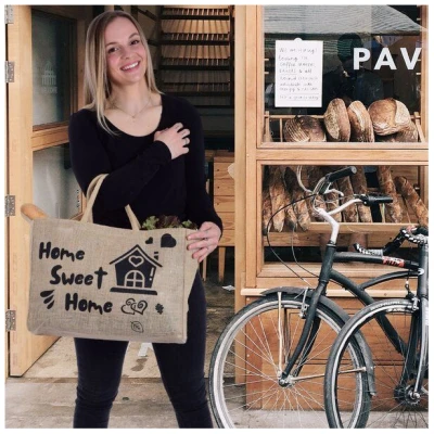 Domelo große Jute Einkaufskorb, Vegane Einkaufstasche nachhaltige Handtasche/ Shopper