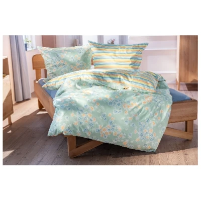 Feinbiber-Bettwäsche-Garnitur aus reiner Bio-Baumwolle, 2-tlg, kiesel 80 x 80 + 135 x 200 cm