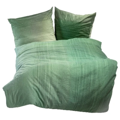 Feinbiber-Bettwäsche-Garnitur aus reiner Bio-Baumwolle, 2-tlg, moosgrün 80 x 80 + 135 x 200 cm