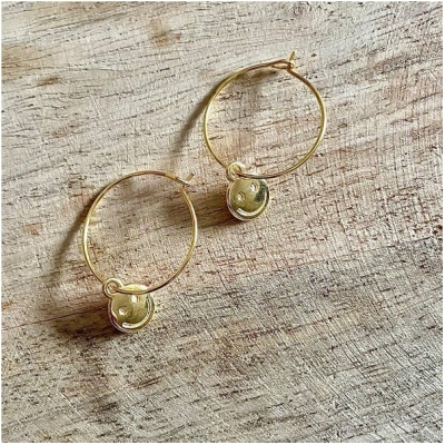 Feine SMILEY Creolen in 20mm mit Anhänger ca. 10 x 8mm (⌀ 1.4mm) von Elektropulli