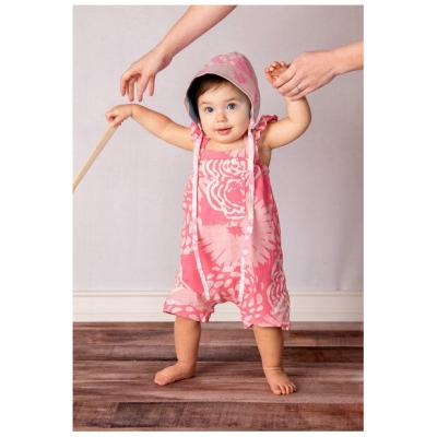 Global Mamas Baby Strampler - Blumen - Bio Baumwolle - Pink