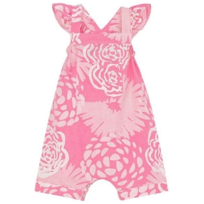 Global Mamas Baby Strampler - Blumen - Bio Baumwolle - Pink